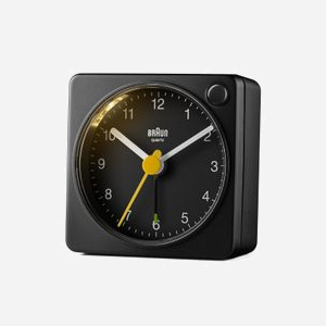 Braun BC02XB Réveil Quartz Noir Analogique 57x57x27mm Alimentation Batterie AA Fonction Snooze et Horloge Silencieuse - Miniature 3