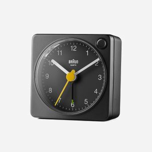 Braun BC02XB Réveil Quartz Noir Analogique 57x57x27mm Alimentation Batterie AA Fonction Snooze et Horloge Silencieuse - Miniature 4