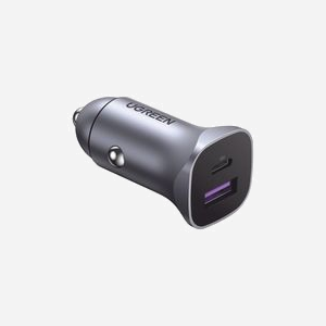 Ugreen 40858 Chargeur Auto Universel Allume-cigare Aluminium 1x USB-A 3.2 Gen 1 + 1x USB-C Power Delivery 3.0 & Quick Charge 3.0 30W 12-24V