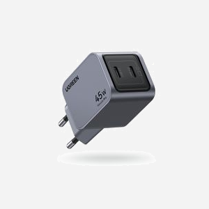 Ugreen 35008 Chargeur Secteur Universel Gris 45W, 2x USB-C Power Delivery 3.0 & Quick Charge 4, GaN, Intérieur, 36.5x47x35.9mm