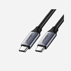 Câble Ugreen 50751 Thunderbolt 3, USB-C Mâle vers USB-C Mâle, 1.5m, 5 Mbit/s, Alimentation 60W, Aluminium, Noir et Argent