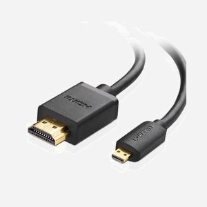 Ugreen 30104 Câble HDMI 3m, Connecteur HDMI Type D (Micro) vers HDMI Type A (Standard), Contacts Or, Compatible 3D, Noir