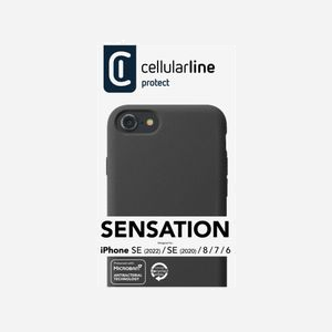 Cellularline Sensation Coque Silicone Noir Microfibre pour iPhone 8/7/6/SE (2020/2022) 4.7" - Protection Anti-rayures, 60g, SENSATIONIPH747K - Miniature 4