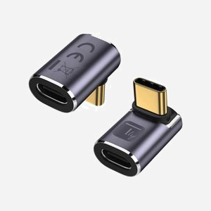 Techly IADAP-USB4C-40G : Adaptateur USB-C 4.0 mâle (coudé) vers USB-C 4.0 femelle (droit), contacts plaqués or, 40 Gbit/s, 7680x4320 60Hz, gris. - Miniature 2