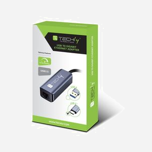 Techly IDATA-USB-ETGIGA-CA : Station d'accueil USB 3.2 Gen 1 Type-C, Ethernet Gigabit, Aluminium Noir/Argent, Câble 0.137m, Windows/macOS/Linux, 66.8x25x17.8mm - Miniature 2