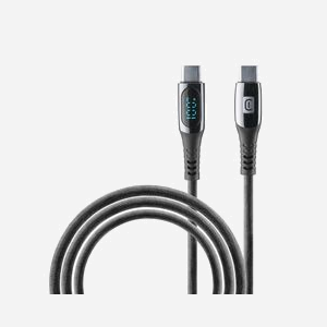 Cellularline USBDATADISC2CTAB2K : Câble USB-C vers USB-C 2m, Power Delivery 100W, 5A, écran LCD intégré pour suivi de la puissance de charge, noir. - Miniature 1