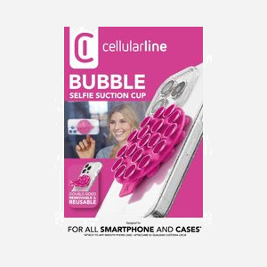 Cellularline SELFIESUCTIONCUP Support Passif Smartphone/Mobile Ventouse Silicone Rose, Orientation Horizontale/Verticale, Dimensions 77x66mm, Poids 38g