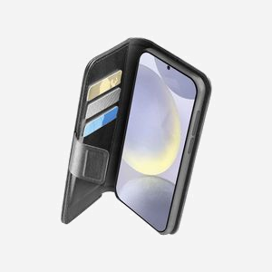 Cellularline Folio Noir pour Samsung Galaxy S25+ (6.82"), Simili-cuir, Support Bureau, Protection RFID, 3 Cartes, Fermeture Magnétique, Résistant aux Chocs et Rayures.