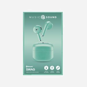 Music Sound BTMSTWSSWAGG Écouteurs TWS Bluetooth 5.1 Vert, Autonomie 20h (avec boîtier), Commandes Tactiles, Micro Intégré, USB-C, 66g - Miniature 3