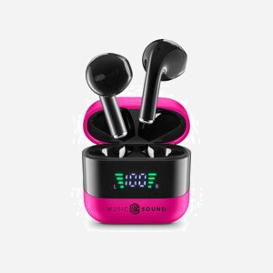 Music Sound BTMSTWSSPARKP Écouteurs sans fil Bluetooth 5.3 Rose - Autonomie 6h/30h (avec boîtier), Microphone Intégré, USB Type-C, 69g