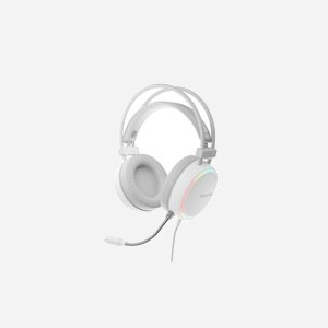 Casque Gaming Filaire GENESIS Neon 613 Blanc, Arceau Circum-Aural, USB Type-A, Jack 3.5mm, Rétroéclairage Multicolore, HP 50mm, 20-20000Hz, Micro Boom