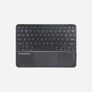 Conceptronic TOBIN01BPT Clavier Bluetooth QWERTY Portugais Noir, Sans Fil, Pavé Tactile, Compatible Windows/macOS/iOS/iPadOS, 245x175x6mm, 205g