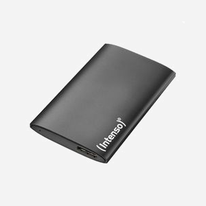 Intenso SSD Externe 500Go 1.8" USB Type-A 3.2 Gen 1 Aluminium Noir, compatible Windows/macOS, taux de transfert 0.5Gbit/s, format exFAT, réf. 3823451