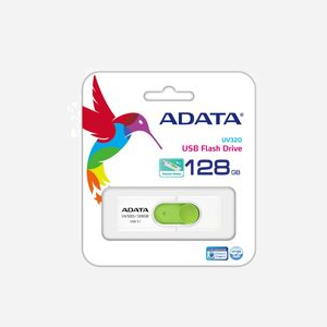 ADATA UV320 128Go USB Type-A 3.2 Gen 1 Vert/Blanc - Compatible Windows, macOS, Linux - Format Slide - Dimensions 55x19.5x10.2mm - 7.9g - Miniature 3