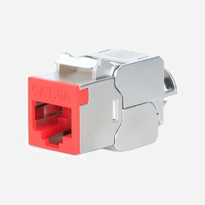 Intellinet 791311 Module Keystone RJ-45 Cat6a 10GBase-T PoE, contacts plaqué Or, corps Zinc, Rouge/Inox, 500MHz, -10°C à 60°C, 14.8x36x20mm