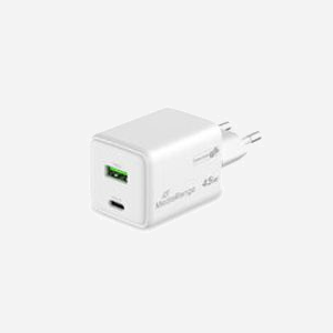 MediaRange MRMA113-2 Chargeur Secteur 45W + 18W, USB-C & USB-A, Quick Charge 3.0, PPS, GaN, Protection Surtension/Surcharge/Surchauffe/Court-circuit - Miniature 1