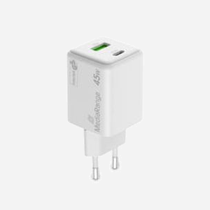 MediaRange MRMA113-2 Chargeur Secteur 45W + 18W, USB-C & USB-A, Quick Charge 3.0, PPS, GaN, Protection Surtension/Surcharge/Surchauffe/Court-circuit - Miniature 3