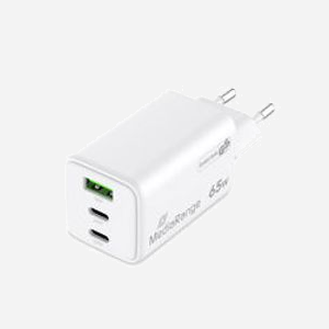 MediaRange MRMA116-2 Chargeur Secteur 65W avec USB-C Power Delivery 3.0 et Quick Charge 3.0, GaN, USB-A 3.2 Gen 1, Blanc, Protections Surtension/Surchauffe - Miniature 1