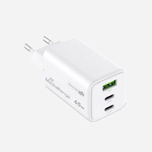 MediaRange MRMA116-2 Chargeur Secteur 65W avec USB-C Power Delivery 3.0 et Quick Charge 3.0, GaN, USB-A 3.2 Gen 1, Blanc, Protections Surtension/Surchauffe - Miniature 2