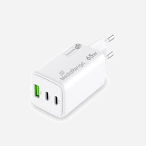 MediaRange MRMA116-2 Chargeur Secteur 65W avec USB-C Power Delivery 3.0 et Quick Charge 3.0, GaN, USB-A 3.2 Gen 1, Blanc, Protections Surtension/Surchauffe - Miniature 3