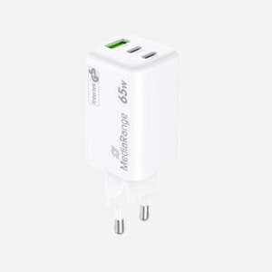 MediaRange MRMA116-2 Chargeur Secteur 65W avec USB-C Power Delivery 3.0 et Quick Charge 3.0, GaN, USB-A 3.2 Gen 1, Blanc, Protections Surtension/Surchauffe - Miniature 4