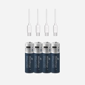 MediaRange MRBAT161 : Pack de 4 Piles AA Rechargeables Li-Ion 1.5V 1400mAh, Temps de Recharge 2h, 1200 Cycles, Poids 18g, Conditionnement Blister - Miniature 4