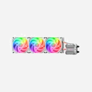 COUGAR Gaming Refroidisseur liquide AIO 360mm Blanc - Radiateur 394mm, 3x120mm PWM 500-2200 RPM, Airflow 64.95 CFM, Sockets Intel/AMD, RGB