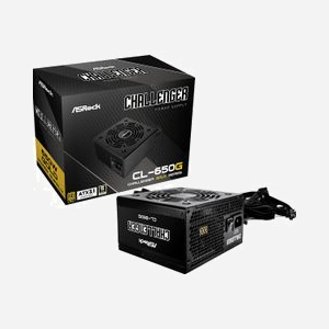 Asrock Challenger CL-650G - Alimentation 650W ATX 20+4 pin, Certification 80 PLUS Gold, Ventilateur 120mm, Câbles SATA/PATA/UC, ATX 3.1