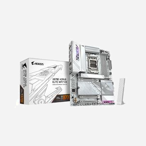 GIGABYTE X870E AORUS ELITE WIFI7 ICE Carte mère AMD AM5, DDR5 jusqu'à 8200MHz (O.C.), 3x PCIe 5.0, Wi-Fi 7, LAN 2.5GbE, USB 4, Chipset AMD X870E