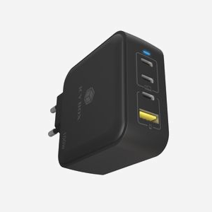 Chargeur Secteur ICY BOX IB-PS1040-PD, 100W, GaN, 1x USB 3.2 Gen 1 Type-A, 3x USB Type-C, USB Power Delivery 3.0, 100-240V, Noir