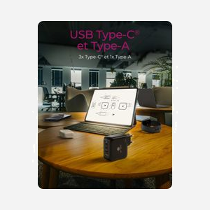 Chargeur Secteur ICY BOX IB-PS1040-PD, 100W, GaN, 1x USB 3.2 Gen 1 Type-A, 3x USB Type-C, USB Power Delivery 3.0, 100-240V, Noir - Miniature 4