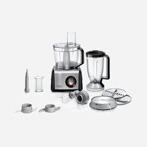 Bosch Robot de Cuisine Multifonction MC812M814 1250W Bol 3.9L Noir/Inox/Transparent Commande Rotative avec Fonction Impulsion et 45 Programmes Automatiques