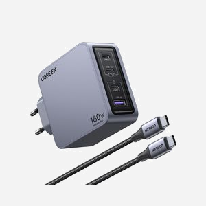Ugreen Nexode Pro 160W Chargeur GaN 4 Ports (3x USB-C, 1x USB-A) Secteur Noir/Gris, Power Delivery 3.1, Protections Sur-courant/Surtension/Surchauffe, Câble USB-C inclus - Miniature 4