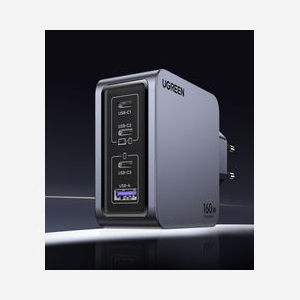 Ugreen Nexode Pro 160W Chargeur GaN 4 Ports (3x USB-C, 1x USB-A) Secteur Noir/Gris, Power Delivery 3.1, Protections Sur-courant/Surtension/Surchauffe, Câble USB-C inclus - Miniature 5