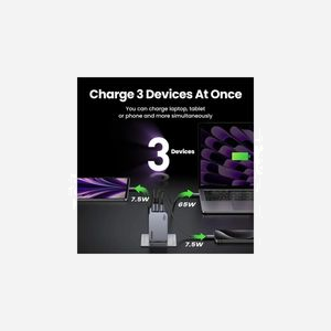 Ugreen Nexode Pro Chargeur Secteur 3 Ports GaN PD avec USB-C - 2x USB-C & 1x USB-A 3.2 Gen 1 - Protection Surtension/Surintensité - Noir/Gris - Miniature 5