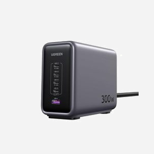 Chargeur Secteur Ugreen 90903B 300W, 4x USB-C (1x 140W, 2x 100W, 1x 45W), 1x USB-A 22.5W, GaN, USB Power Delivery 3.1, Câble 2m, Universel, Noir/Gris