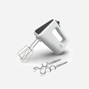 Batteur à Main Krups GN4001 - 450W Blanc, 5 Vitesses Turbo, Pétrisseur/Mélange, Fouets et Crochets Pétrisseurs, Dimensions 95x197x304mm, 1.12kg