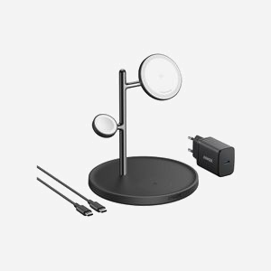 Anker MagGo B25M3311 Station de Charge Intérieure USB 25W, Recharge Sans Fil 15W, Compatible MagSafe, pour iPhone, Apple Watch et AirPods, Noir