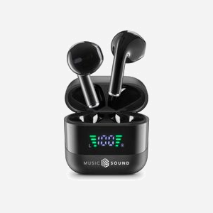 Music Sound BTMSTWSSPARKK : Écouteurs intra-auraux Bluetooth 5.3 Noir, autonomie 6h (30h avec boîtier), microphone intégré, USB Type-C, 68g