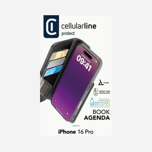 Cellularline Folio BOOKAG2IPH16PROK Noir pour iPhone 16 Pro 6.3", simili-cuir, 3 compartiments cartes, support bureau, protection antichoc & RFID, fermeture magnétique - Miniature 4