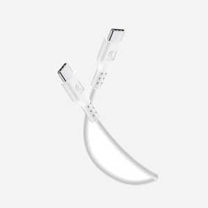 Câble de données Cellularline USB-C vers USB-C 0.6m Blanc - Connecteurs mâles droits, 9x12x2000mm, 32g - Référence USBDATA06USBC2CW