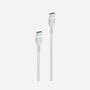Câble de données Cellularline USB-C vers USB-C 0.6m Blanc - Connecteurs mâles droits, 9x12x2000mm, 32g - Référence USBDATA06USBC2CW - Miniature 2