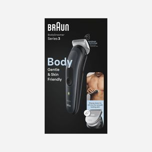 Braun BodyGroomer BG3340 Noir/Gris, Tondeuse Corps AC/Batterie NiMH, Autonomie 80min, Longueur 0.5-3mm, 3 Accessoires, Voyant de Charge - Miniature 1