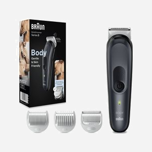 Braun BodyGroomer BG3340 Noir/Gris, Tondeuse Corps AC/Batterie NiMH, Autonomie 80min, Longueur 0.5-3mm, 3 Accessoires, Voyant de Charge - Miniature 2