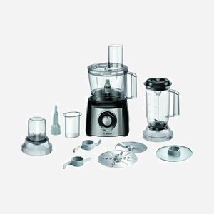 Bosch MCM3PM386 Robot de Cuisine 900W Bol 2.3L Noir/Transparent : 2 vitesses, Pulse, Lames Acier Inox, 220-240V, Dimensions 220x260x375mm