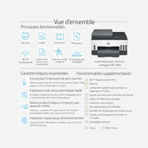 HP Smart Tank 7605 - Imprimante Multifonction Couleur Jet d'Encre Thermique - 4800x1200 DPI - 15 ppm Noir/9 ppm Couleur - Recto/Verso Auto - Scanner 1200 DPI - Fax - Wi-Fi - Ethernet - Miniature 5