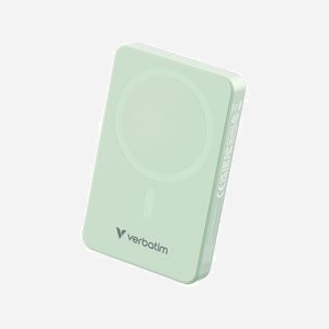 Verbatim Chargeur Portable 10000 mAh Vert, Recharge Sans Fil 15W, USB-C Quick Charge 3.0, Puissance Totale 35W, Compatible MagSafe