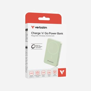 Verbatim Chargeur Portable 10000 mAh Vert, Recharge Sans Fil 15W, USB-C Quick Charge 3.0, Puissance Totale 35W, Compatible MagSafe - Miniature 4