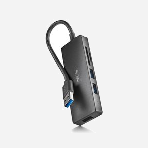 NGS IHUB READER : Hub USB 3.2 Gen 1 Type-A 3 ports + Lecteur Cartes SD/MicroSD (TransFlash) - Taux Transfert 5000 Mbit/s - Câble 0.19m - Noir - Miniature 1