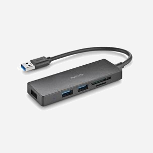 NGS IHUB READER : Hub USB 3.2 Gen 1 Type-A 3 ports + Lecteur Cartes SD/MicroSD (TransFlash) - Taux Transfert 5000 Mbit/s - Câble 0.19m - Noir - Miniature 2